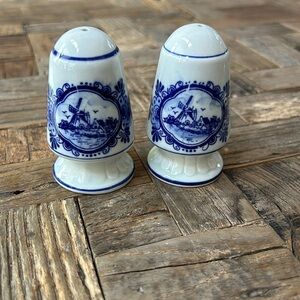 Dutch Windmill Delft Style Salt & Pepper Shakers